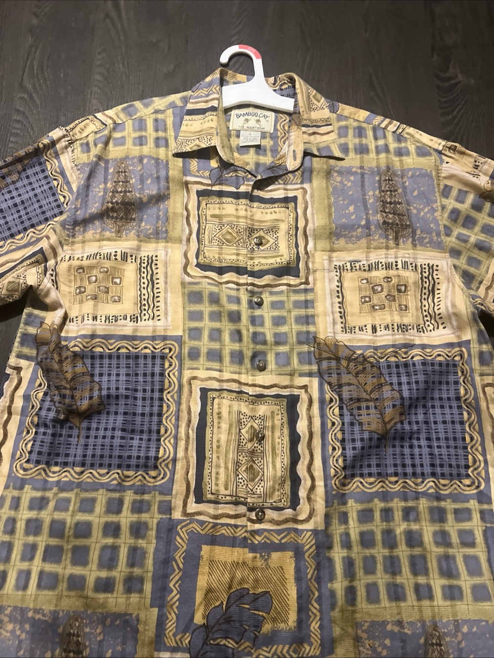 EUC Bamboo Cay Mens Short Sleeve Resort Wear Shirt Size Large Tropical Button Up